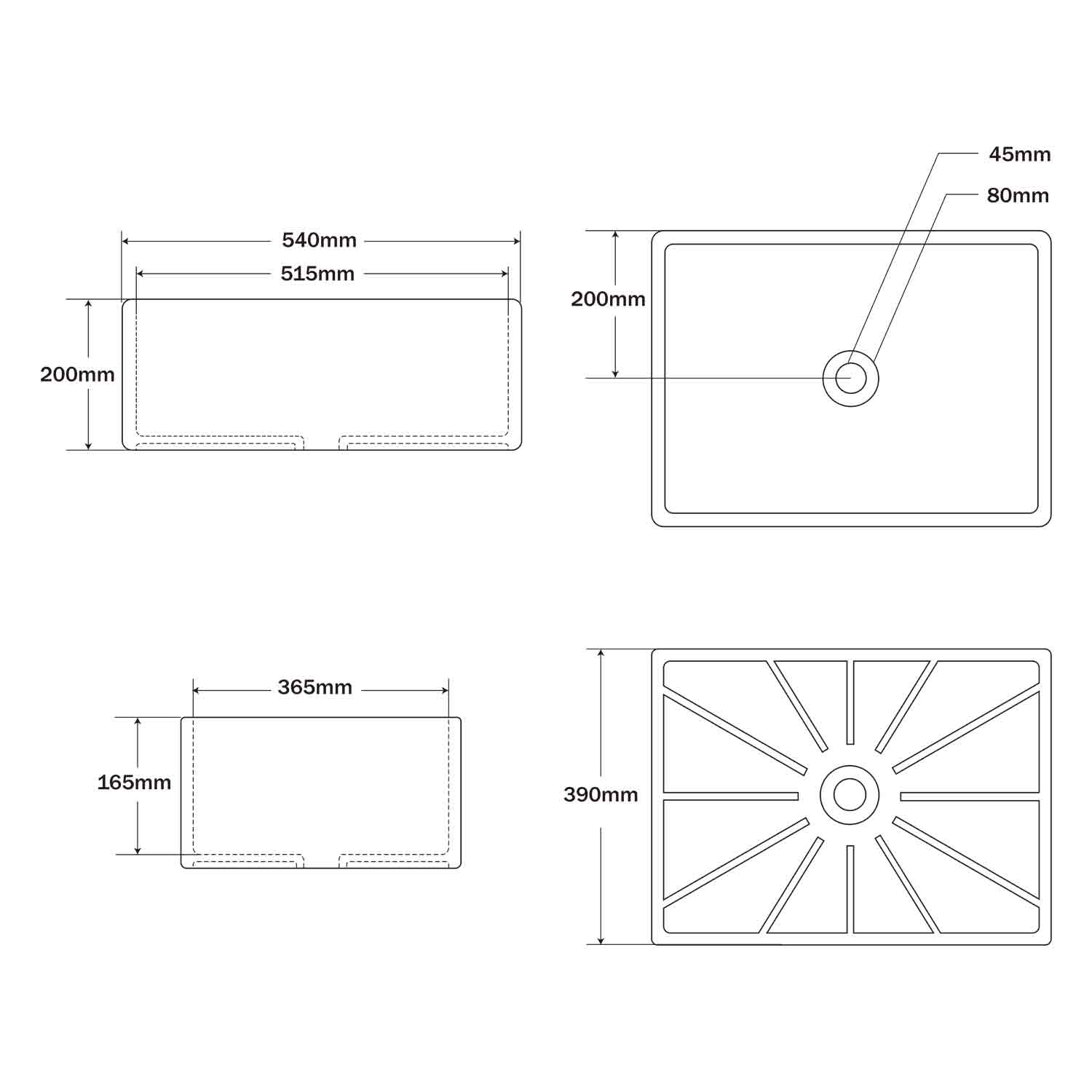 specification of MK-2133, 21-inch rectangle ceramic farmhouse kitchen sink with apron front